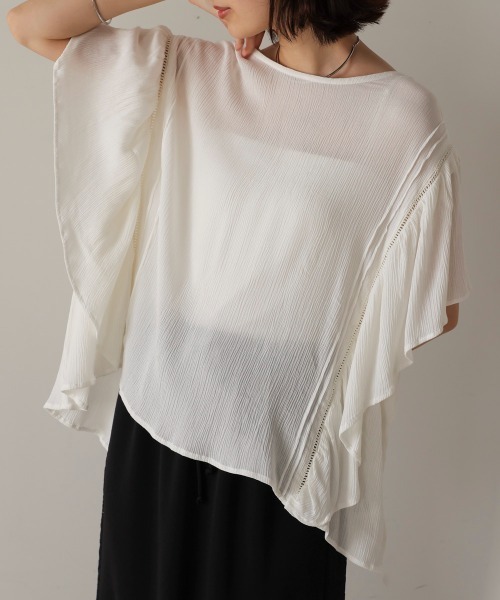 Bou Jeloud（ブージュルード）の「レーヨンクレープフレアスリーブブラウス（シャツ/ブラウス・レディース・ブラック/オフホワイト/イエロー・38）」の8枚目の写真