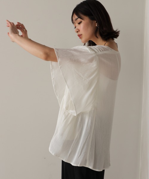 Bou Jeloud（ブージュルード）の「レーヨンクレープフレアスリーブブラウス（シャツ/ブラウス・レディース・ブラック/オフホワイト/イエロー・38）」の11枚目の写真