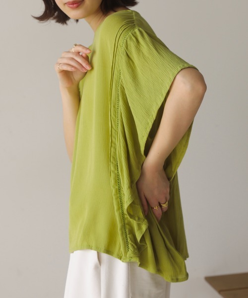 Bou Jeloud（ブージュルード）の「レーヨンクレープフレアスリーブブラウス（シャツ/ブラウス・レディース・ブラック/オフホワイト/イエロー・38）」の17枚目の写真