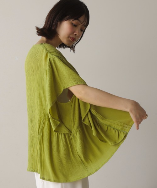 Bou Jeloud（ブージュルード）の「レーヨンクレープフレアスリーブブラウス（シャツ/ブラウス・レディース・ブラック/オフホワイト/イエロー・38）」の19枚目の写真