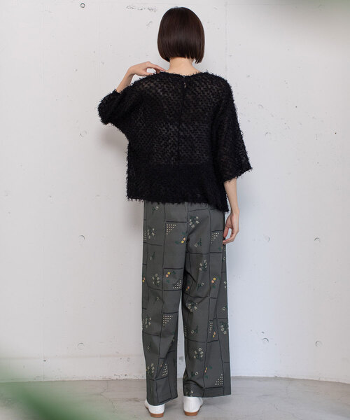 POU DOU DOU（プードゥドゥ）の「ステッチプリントイージーパンツ（その他パンツ・レディース・オフホワイト/ダークグレー・M）」の5枚目の写真