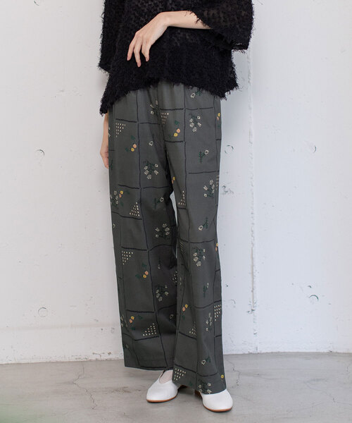 POU DOU DOU（プードゥドゥ）の「ステッチプリントイージーパンツ（その他パンツ・レディース・オフホワイト/ダークグレー・M）」の7枚目の写真