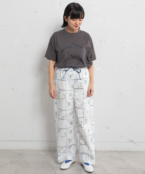 POU DOU DOU（プードゥドゥ）の「ステッチプリントイージーパンツ（その他パンツ・レディース・オフホワイト/ダークグレー・M）」の8枚目の写真