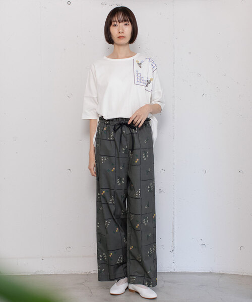 POU DOU DOU（プードゥドゥ）の「ステッチプリントイージーパンツ（その他パンツ・レディース・オフホワイト/ダークグレー・M）」の16枚目の写真