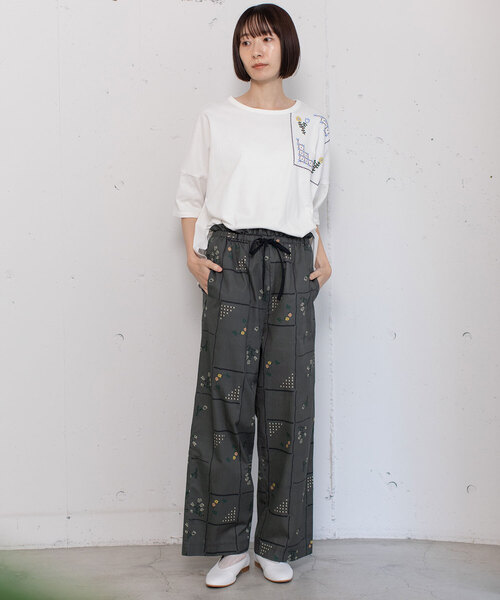 POU DOU DOU（プードゥドゥ）の「ステッチプリントイージーパンツ（その他パンツ・レディース・オフホワイト/ダークグレー・M）」の17枚目の写真