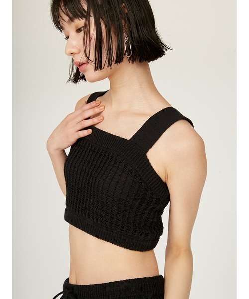 emmi（エミ）の「メッシュニットベアトップス（ニット/セーター・レディース・ピンク/ブラック/オフホワイト・FREE）」の10枚目の写真