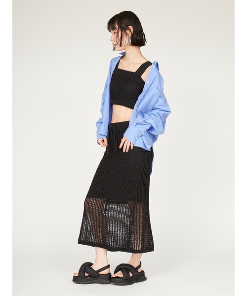 emmi（エミ）の「メッシュニットベアトップス（ニット/セーター・レディース・ピンク/ブラック/オフホワイト・FREE）」の15枚目の写真