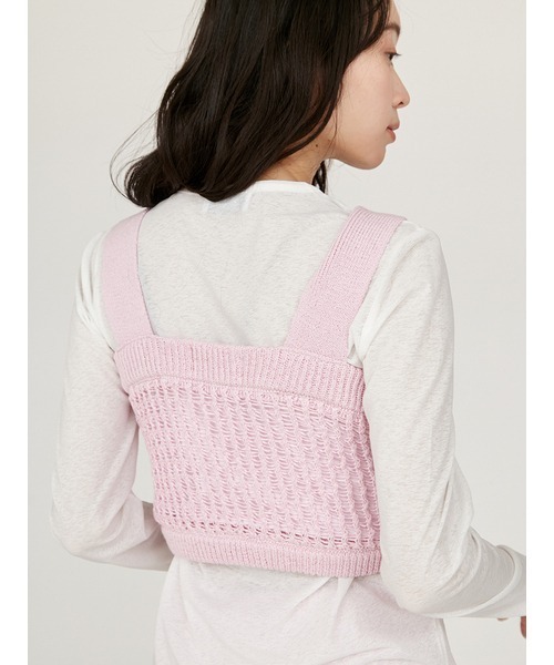 emmi（エミ）の「メッシュニットベアトップス（ニット/セーター・レディース・ピンク/ブラック/オフホワイト・FREE）」の17枚目の写真