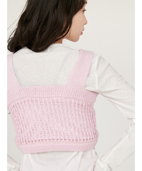 emmi（エミ）の「メッシュニットベアトップス（ニット/セーター・レディース・ピンク/ブラック/オフホワイト・FREE）」の19枚目の写真