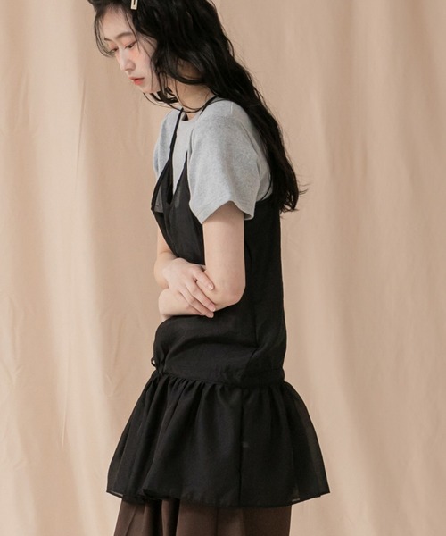 シアーペプラムチュニックキャミソールトップス/キャミ 春服 夏服