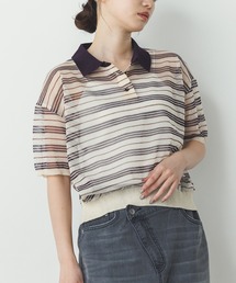 hunch | ボーダー シアーポロニット(ニット/セーター)