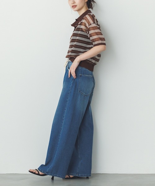 hunch（ハンチ）の「ボーダー シアーポロニット（ニット/セーター・レディース・ベージュ系その他/ブラウン系その他・FREE）」の7枚目の写真