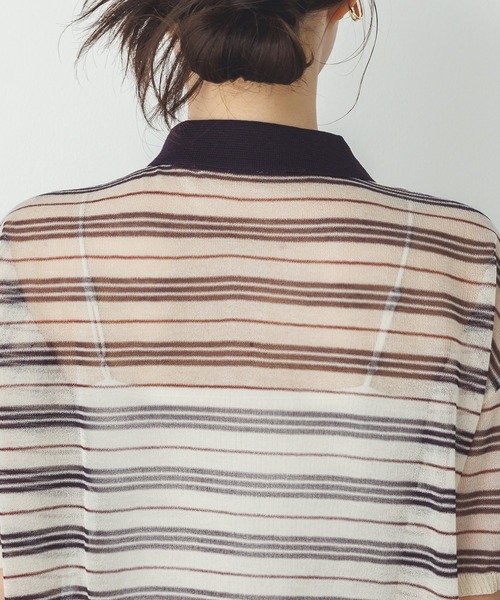 hunch（ハンチ）の「ボーダー シアーポロニット（ニット/セーター・レディース・ベージュ系その他/ブラウン系その他・FREE）」の14枚目の写真