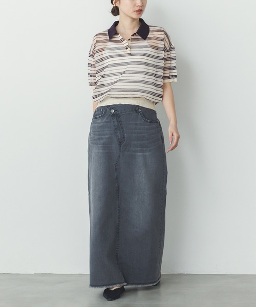 hunch（ハンチ）の「ボーダー シアーポロニット（ニット/セーター・レディース・ベージュ系その他/ブラウン系その他・FREE）」の15枚目の写真