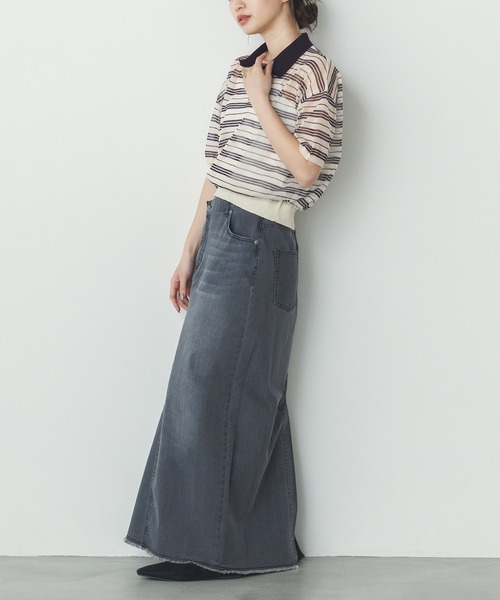 hunch（ハンチ）の「ボーダー シアーポロニット（ニット/セーター・レディース・ベージュ系その他/ブラウン系その他・FREE）」の16枚目の写真