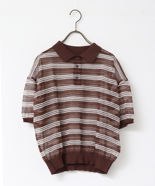 hunch（ハンチ）の「ボーダー シアーポロニット（ニット/セーター・レディース・ベージュ系その他/ブラウン系その他・FREE）」の19枚目の写真