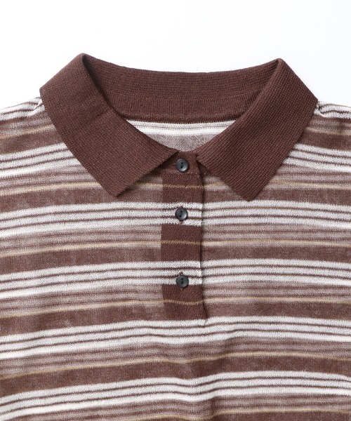 hunch（ハンチ）の「ボーダー シアーポロニット（ニット/セーター・レディース・ベージュ系その他/ブラウン系その他・FREE）」の20枚目の写真