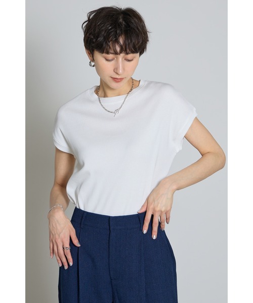 フレンチスリーブリブTシャツ（Tシャツ/カットソー