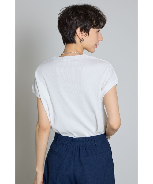 &. NOSTALGIA(アンドドットノスタルジア)の「フレンチスリーブリブTシャツ(Tシャツ/カットソー・レディース・ブラック/オフホワイト/チャコールグレー・M)」の7枚目の写真