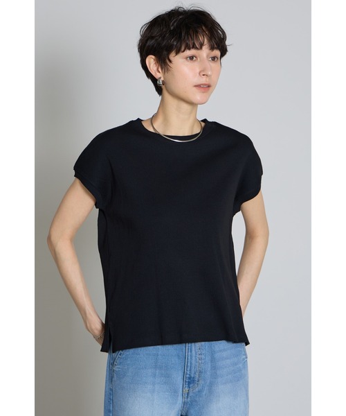 &. NOSTALGIA(アンドドットノスタルジア)の「フレンチスリーブリブTシャツ(Tシャツ/カットソー・レディース・ブラック/オフホワイト/チャコールグレー・M)」の13枚目の写真