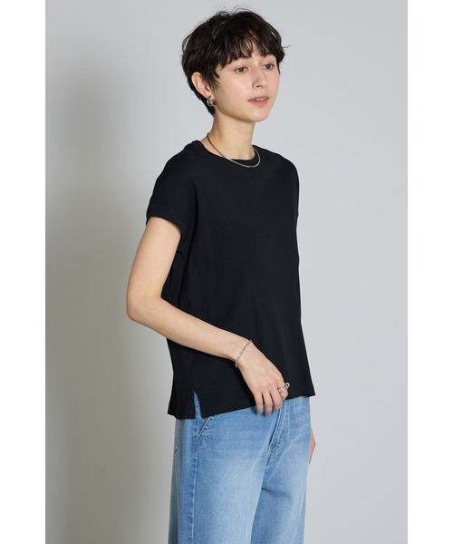 &. NOSTALGIA(アンドドットノスタルジア)の「フレンチスリーブリブTシャツ(Tシャツ/カットソー・レディース・ブラック/オフホワイト/チャコールグレー・M)」の14枚目の写真