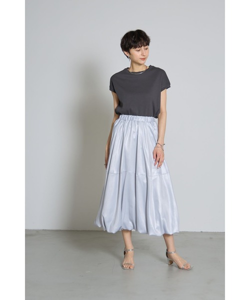 &. NOSTALGIA(アンドドットノスタルジア)の「フレンチスリーブリブTシャツ(Tシャツ/カットソー・レディース・ブラック/オフホワイト/チャコールグレー・M)」の16枚目の写真