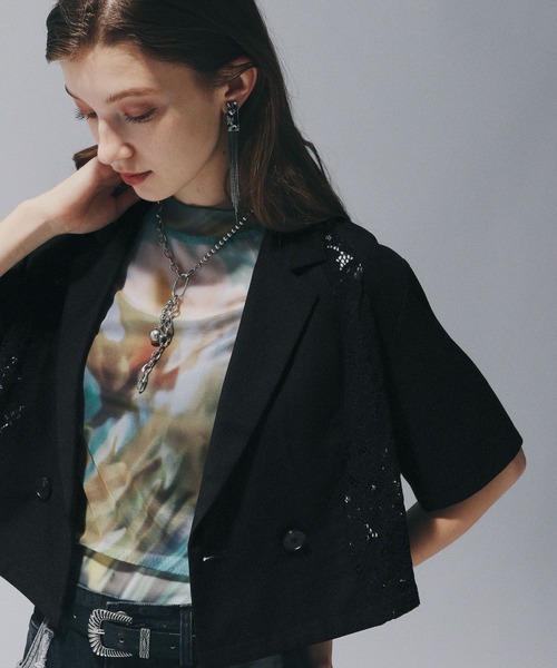 HARE（ハレ）の「レースウェーブキリカエジャケット(HARE)（テーラードジャケット・レディース・ブラック/ホワイト・FREE）」の17枚目の写真