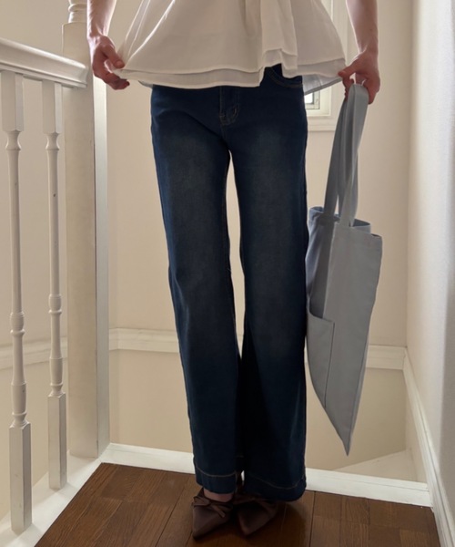 Birthday room（バースデイルーム）の「フレアデニムパンツ/flare denim pants（デニムパンツ・レディース・ブラック/インディゴブルー・FREE）」の12枚目の写真