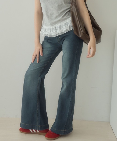 Birthday room（バースデイルーム）の「フレアデニムパンツ/flare denim pants（デニムパンツ・レディース・ブラック/インディゴブルー・FREE）」の20枚目の写真