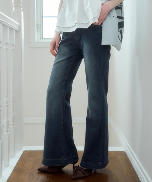 Birthday room（バースデイルーム）の「フレアデニムパンツ/flare denim pants（デニムパンツ・レディース・ブラック/インディゴブルー・FREE）」の17枚目の写真