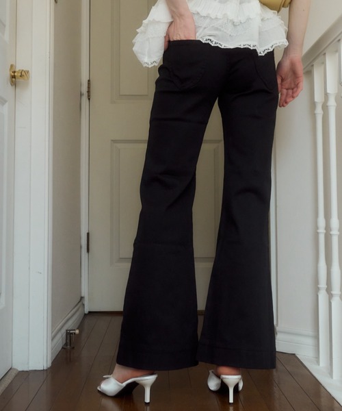 Birthday room（バースデイルーム）の「フレアデニムパンツ/flare denim pants（デニムパンツ・レディース・ブラック/インディゴブルー・FREE）」の10枚目の写真