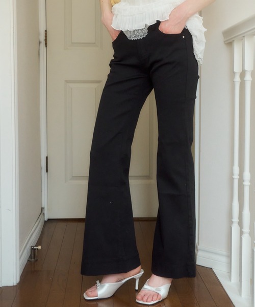 Birthday room（バースデイルーム）の「フレアデニムパンツ/flare denim pants（デニムパンツ・レディース・ブラック/インディゴブルー・FREE）」の9枚目の写真