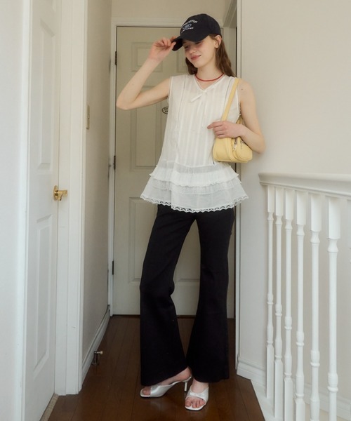 Birthday room（バースデイルーム）の「フレアデニムパンツ/flare denim pants（デニムパンツ・レディース・ブラック/インディゴブルー・FREE）」の7枚目の写真