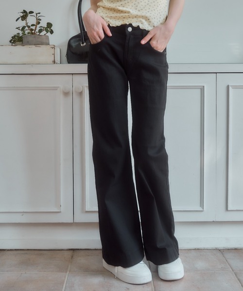 Birthday room（バースデイルーム）の「フレアデニムパンツ/flare denim pants（デニムパンツ・レディース・ブラック/インディゴブルー・FREE）」の22枚目の写真