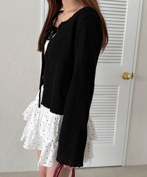 ドット柄フリルティアードミニスカパン（スカート）｜kutir  