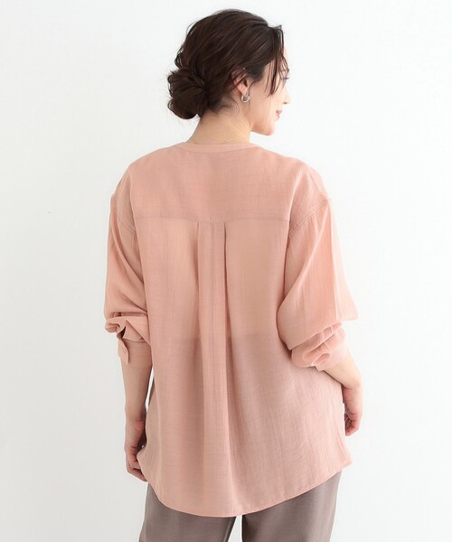 DRESKIP（ドレスキップ）の「【高レビュー】大人のシアー感 バンドカラーシャツ（シャツ/ブラウス・レディース・チャコールグレー/ナチュラル/イエロー系その他/ライトブルー/グリーン系/ピンク系・00）」の8枚目の写真