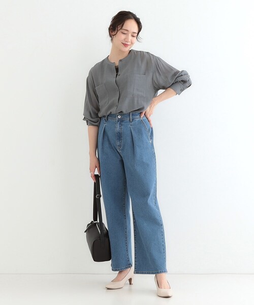 DRESKIP（ドレスキップ）の「【高レビュー】大人のシアー感 バンドカラーシャツ（シャツ/ブラウス・レディース・チャコールグレー/ナチュラル/イエロー系その他/ライトブルー/グリーン系/ピンク系・00）」の13枚目の写真