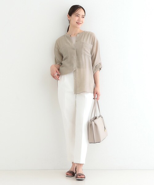 DRESKIP（ドレスキップ）の「【高レビュー】大人のシアー感 バンドカラーシャツ（シャツ/ブラウス・レディース・チャコールグレー/ナチュラル/イエロー系その他/ライトブルー/グリーン系/ピンク系・00）」の17枚目の写真