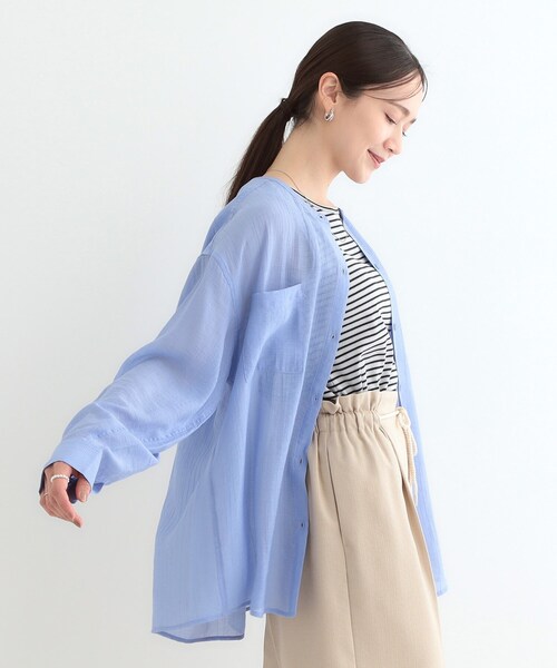 DRESKIP（ドレスキップ）の「【高レビュー】大人のシアー感 バンドカラーシャツ（シャツ/ブラウス・レディース・チャコールグレー/ナチュラル/イエロー系その他/ライトブルー/グリーン系/ピンク系・00）」の20枚目の写真