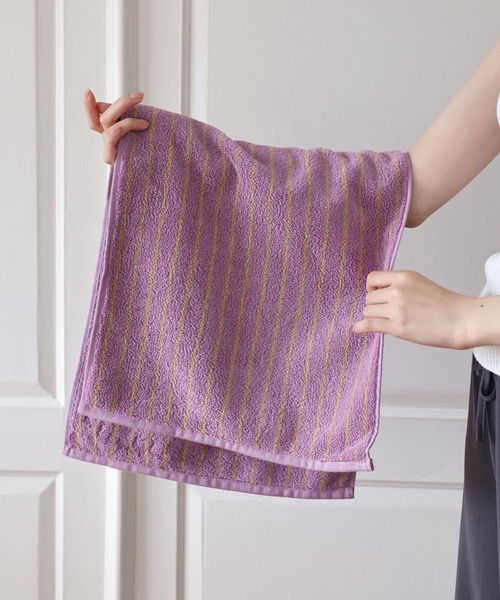 IRADOWL（アイラドール）の「【アイラドール room】カラフルストライプ柄フェイスタオル（タオル・レディース・パープル/ブラウン/ピンク/ホワイト・FREE）」の3枚目の写真