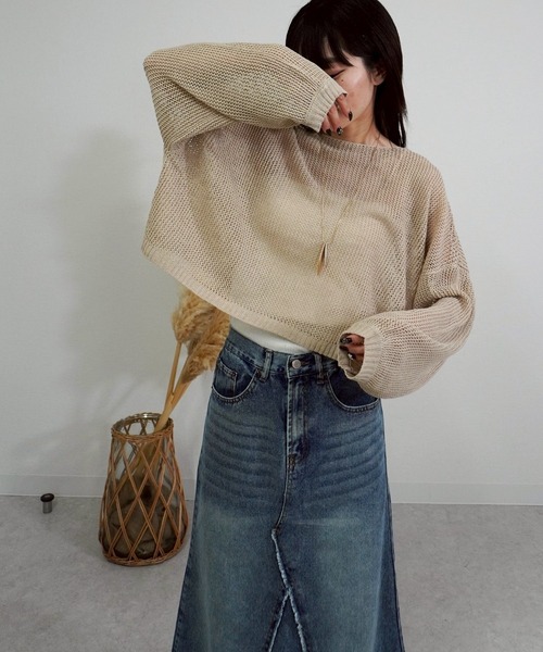 gossara（ゴサラ）の「メッシュニットショートPO（ニット/セーター・レディース・ブラック/ベージュ/アイボリー系・FREE）」の4枚目の写真