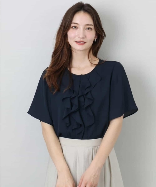 MK MICHEL KLEIN（エムケーミッシェルクラン）の「フリルディティールジョーゼットブラウス/洗える（シャツ/ブラウス・レディース・オレンジ系その他/ホワイト/ネイビー・38）」の22枚目の写真