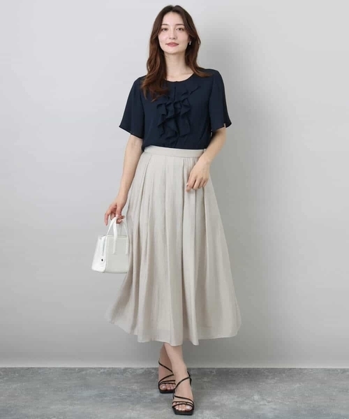 MK MICHEL KLEIN（エムケーミッシェルクラン）の「フリルディティールジョーゼットブラウス/洗える（シャツ/ブラウス・レディース・オレンジ系その他/ホワイト/ネイビー・38）」の21枚目の写真