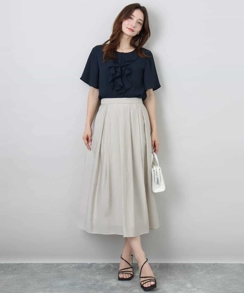 MK MICHEL KLEIN（エムケーミッシェルクラン）の「フリルディティールジョーゼットブラウス/洗える（シャツ/ブラウス・レディース・オレンジ系その他/ホワイト/ネイビー・38）」の20枚目の写真