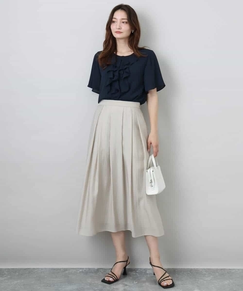 MK MICHEL KLEIN（エムケーミッシェルクラン）の「フリルディティールジョーゼットブラウス/洗える（シャツ/ブラウス・レディース・オレンジ系その他/ホワイト/ネイビー・38）」の19枚目の写真