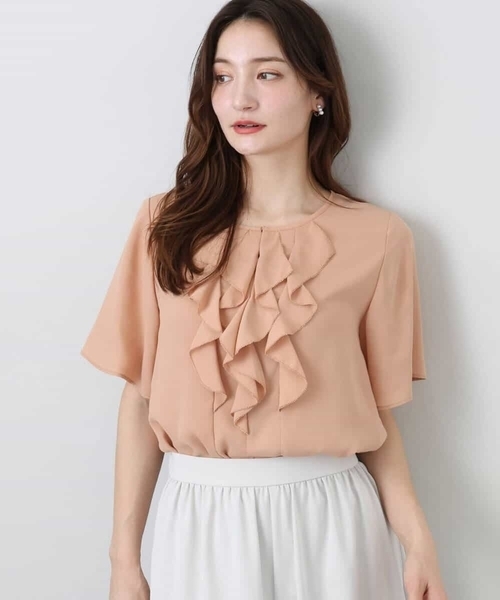 MK MICHEL KLEIN（エムケーミッシェルクラン）の「フリルディティールジョーゼットブラウス/洗える（シャツ/ブラウス・レディース・オレンジ系その他/ホワイト/ネイビー・38）」の18枚目の写真