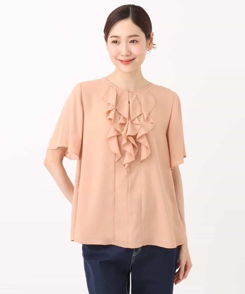 MK MICHEL KLEIN（エムケーミッシェルクラン）の「フリルディティールジョーゼットブラウス/洗える（シャツ/ブラウス・レディース・オレンジ系その他/ホワイト/ネイビー・38）」の14枚目の写真