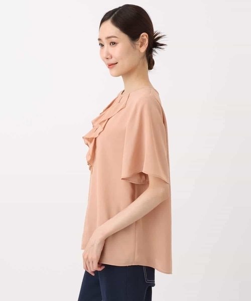 MK MICHEL KLEIN（エムケーミッシェルクラン）の「フリルディティールジョーゼットブラウス/洗える（シャツ/ブラウス・レディース・オレンジ系その他/ホワイト/ネイビー・38）」の13枚目の写真