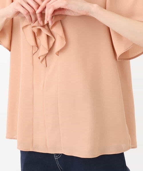 MK MICHEL KLEIN（エムケーミッシェルクラン）の「フリルディティールジョーゼットブラウス/洗える（シャツ/ブラウス・レディース・オレンジ系その他/ホワイト/ネイビー・38）」の7枚目の写真