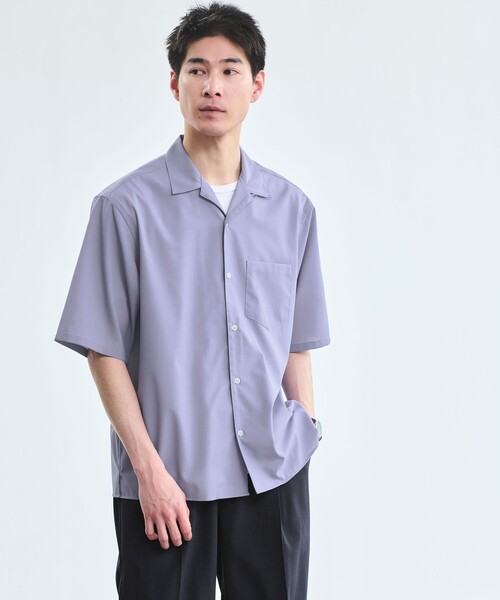 green label relaxing（グリーンレーベルリラクシング）の「ウォッシャブルトロ ジャストルーズ オープンカラー シャツ -ストレッチ-（シャツ/ブラウス・メンズ・ダークグリーン/ライム/モカ/ライラック/ロイヤルブルー/ナチュラル・XS/S/L/XL/M）」の6枚目の写真